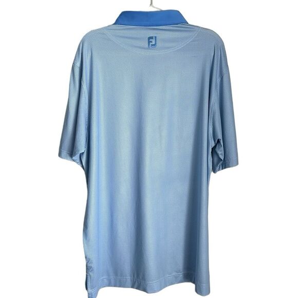 FootJoy Mens Light Blue Geometric White Box Check Short Sleeve Polo Shirt XL - Picture 2 of 9